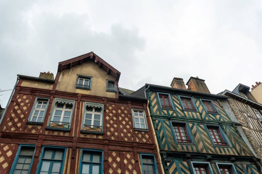 medieval half timbered houses in rennes capital utc